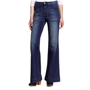 Mossimo, high waisted, wide, leg denim. Super stretch. Dark blue wash.8/29. NWT